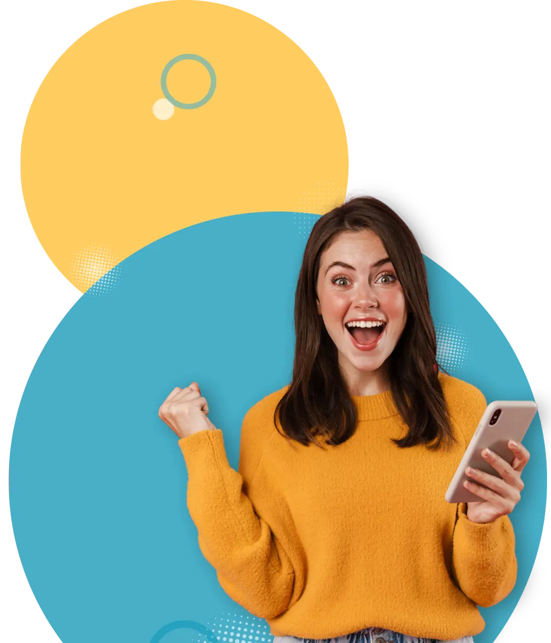 Young woman celebrating after winning an Amazon Gift Card