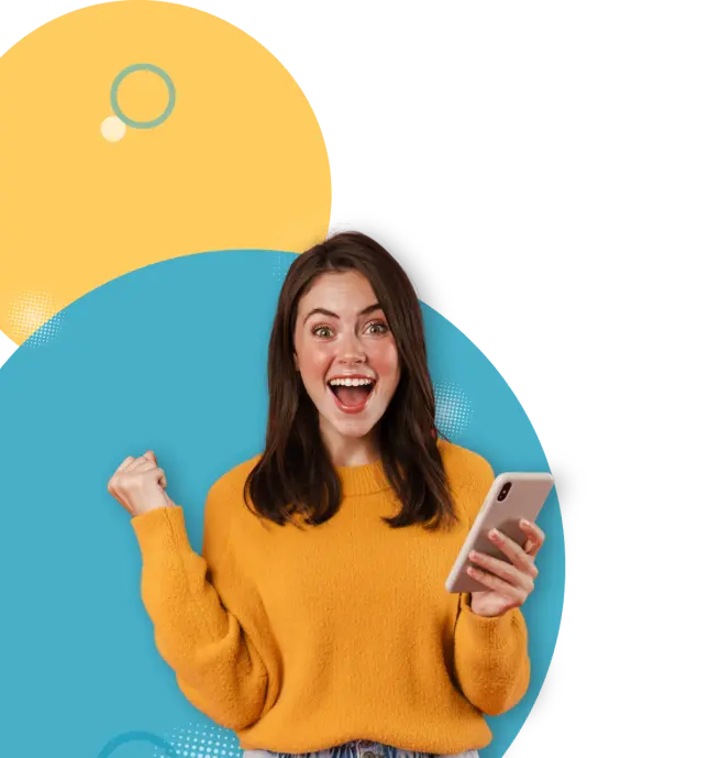 Young woman celebrating after winning an Amazon Gift Card