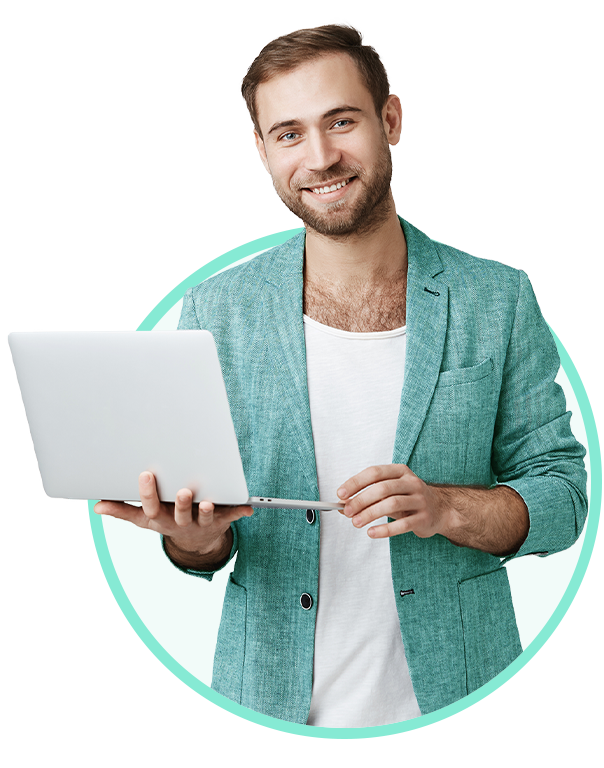 Young man checking his credit score