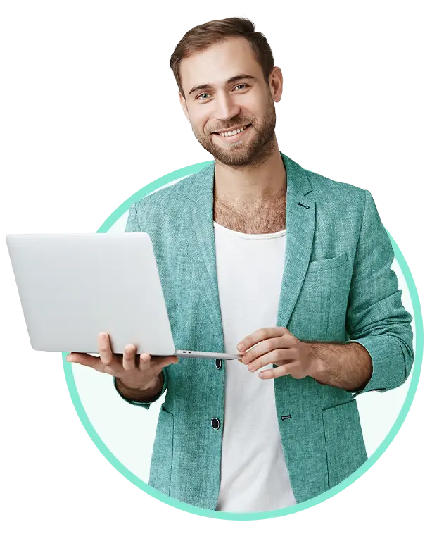 Young man checking his credit score