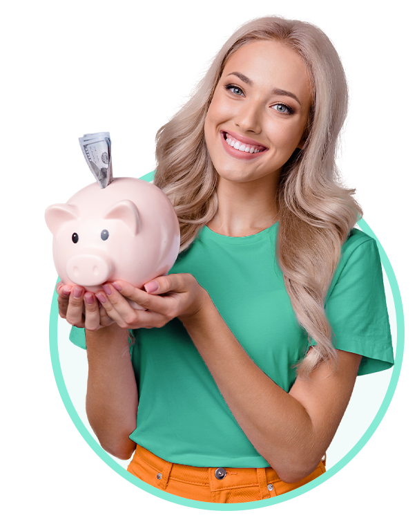 Young woman saving money