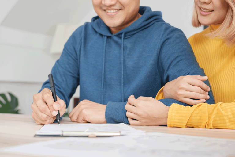 Young man cosigning on a loan