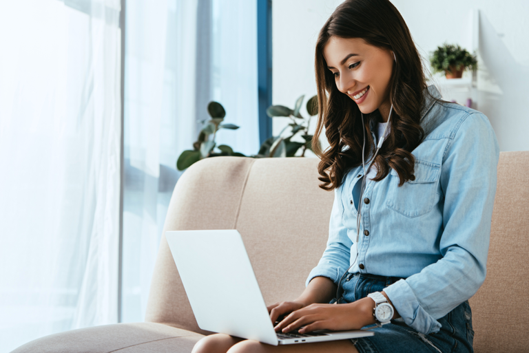 Woman checking her credit score online